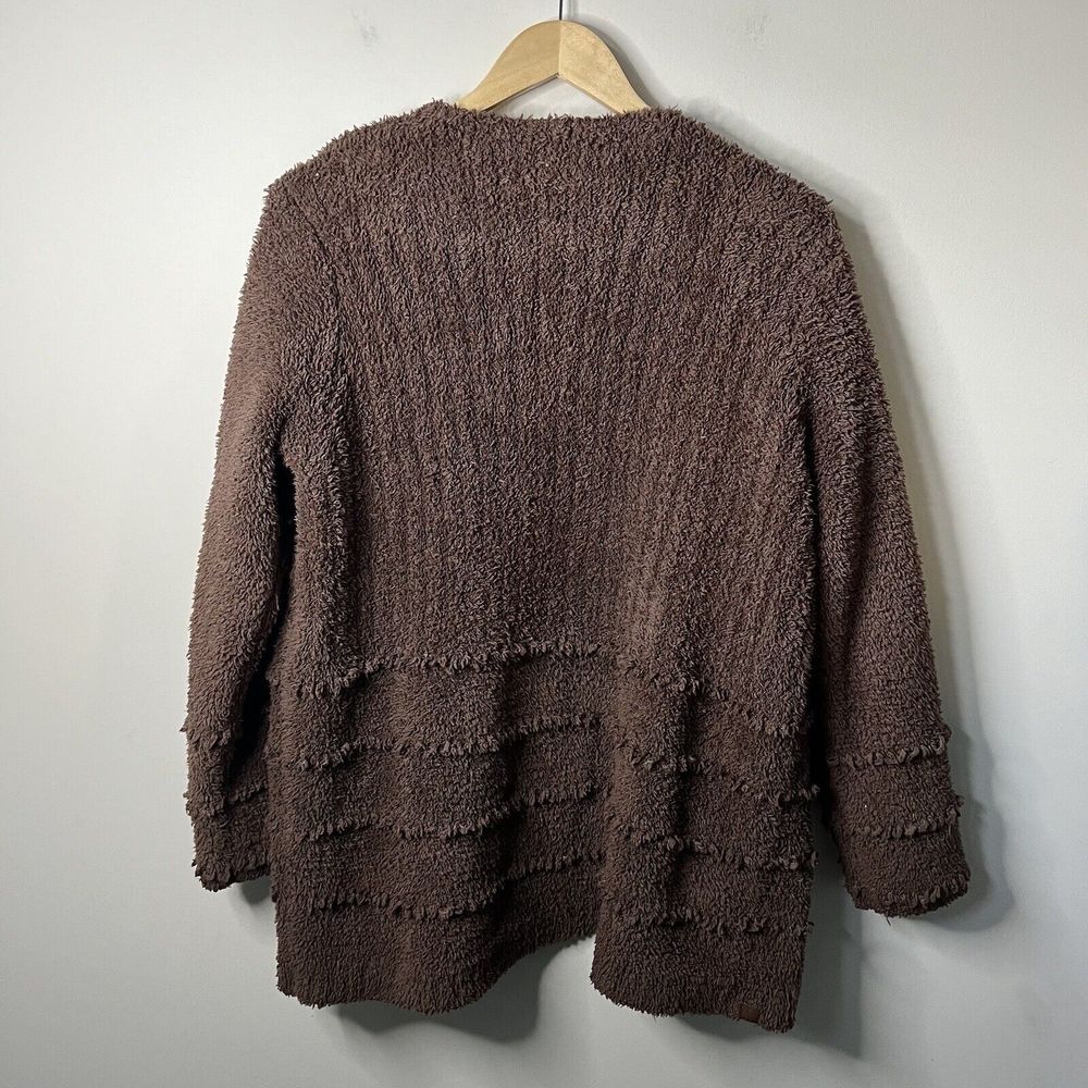 Barefoot Dreams Medium Cozy Chic Boardwalk Cardigan Sweater Sable Brown Plush - Picture 3 of 7
